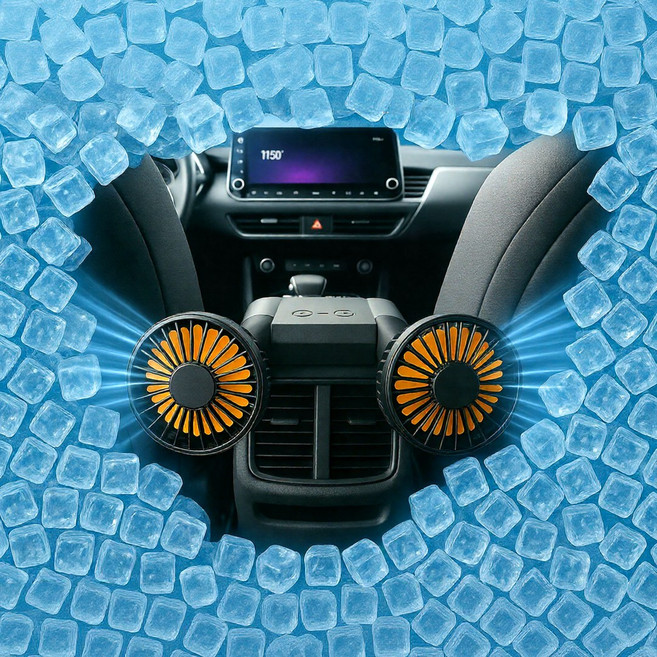 굿즈테이너 usb 차량용 듀얼 선풍기 서큘레이터, 블랙, DF180, 1개