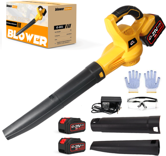 YUON 독일기술 무선 송풍기 21V 초강력 대포 충전식 에어건 제설 낙엽 캠핑 전동 브로워 공업용 3.0Ah + 배터리 블로워 풀세트, 1개