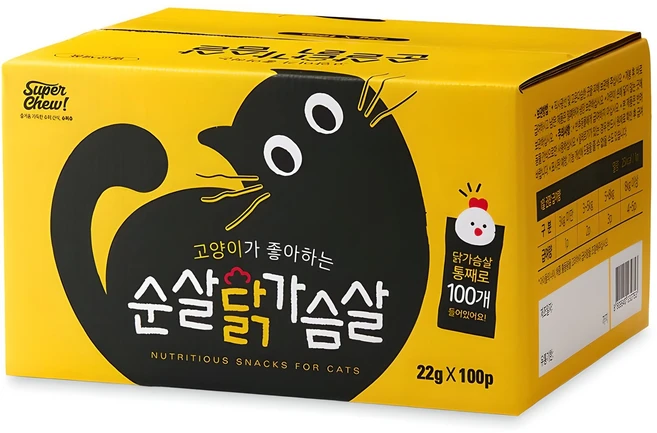 슈퍼츄 고양이가 좋아하는 통살 100p, 닭가슴살, 2.2kg, 1개 - 쿠팡