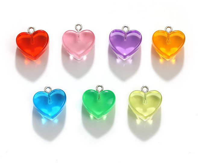 하트 펜던트 참장식 7색 각3개씩 1세트, 1개, 투명