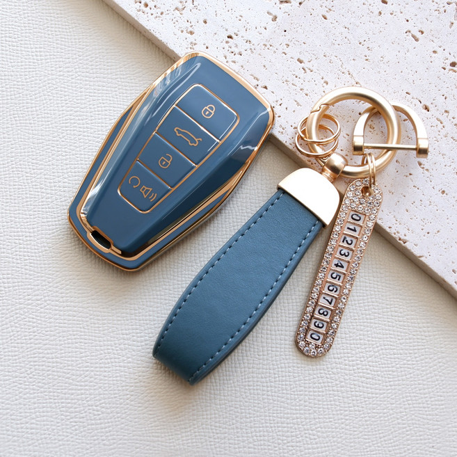 트니르 르노 호환 그랑 콜레오스 D타입 TPU 번호판 키링 자동차 키 케이스 키홀더 용품, 일반오링, 블루