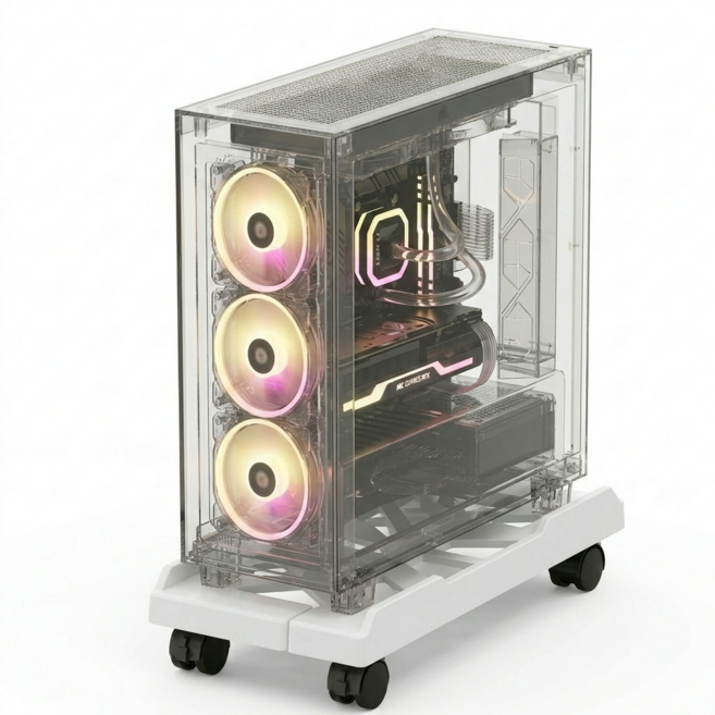 픽스몰 이동가능 컴퓨터 본체 받침대, 화이트, 1개