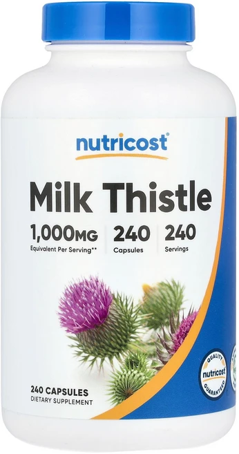 Nutricost 뉴트리코스트 밀크씨슬 1000mg 240 캡슐 실리마린 영양제, 240정, 1개 - 쿠팡