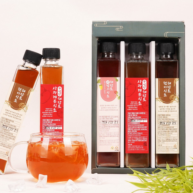 해람토 천연발효식초 선물세트 (사과레몬 현미 생딸기 200ml 3병), 사과레몬2, 3개