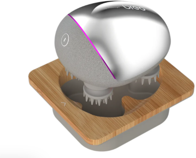 브레오 스칼프 미니 프로 마사지기 실버 베이스 포함