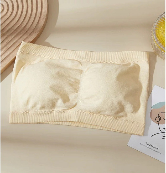 無肩帶一片式抹胸少女內衣 防走光美背設計 舒適帶胸墊