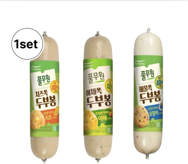 두부봉 치즈쏙 + 야채쏙 + 해물쏙, 540g, 1세트