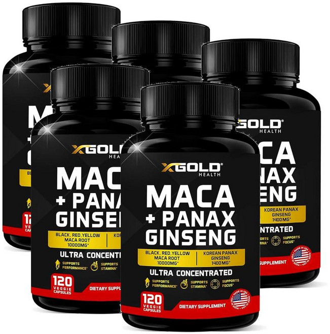 엑스골드헬스 마카 10000mg 파낙스 진생 1400mg 캡슐 X Gold Health Maca Panax Ginseng, 5개, 120정