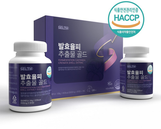 발효 율피 추출물 골드 600mg x 180정 엘라그산 밤껍질, 4세트