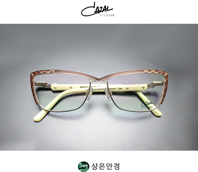 카잘 CAZAL 4217 COL 004 레퍼드/골드 스퀘어 54 사이즈 티타늄 캣 아이 안경