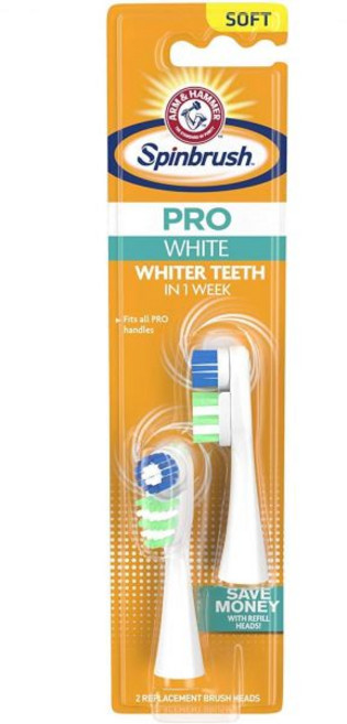 Arm & Hammer 교체용칫솔모 호환모 전동칫솔모 암 앤 해머 스핀브러시 프로 시리즈 화이트 전동 칫솔 교체 브러시 헤드 리필 부드러운 칫솔모 2개 - 10팩총 20개 포함