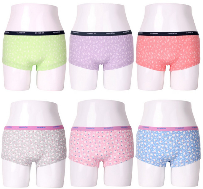 [엘인보아] 주니어 여아 무형광 드로즈 6종 리프가든 코튼플라워