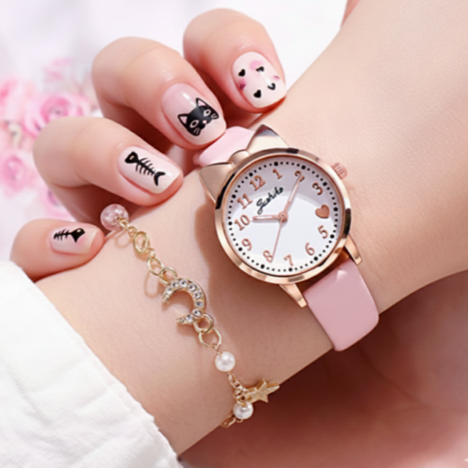 어썸H 패션 손목 시계 리본 하트 심플 큰 숫자 디자인 여학생 캐주얼