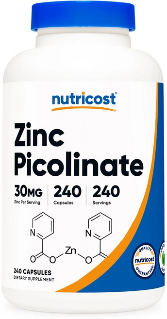 Nutricost 아연 피콜리네이트 30mg, 240정, 1개 - 쿠팡