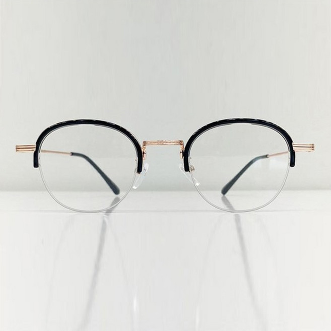 VANANA2 하금테 무테 하프 컬러 메탈 라운드 안경테 5color