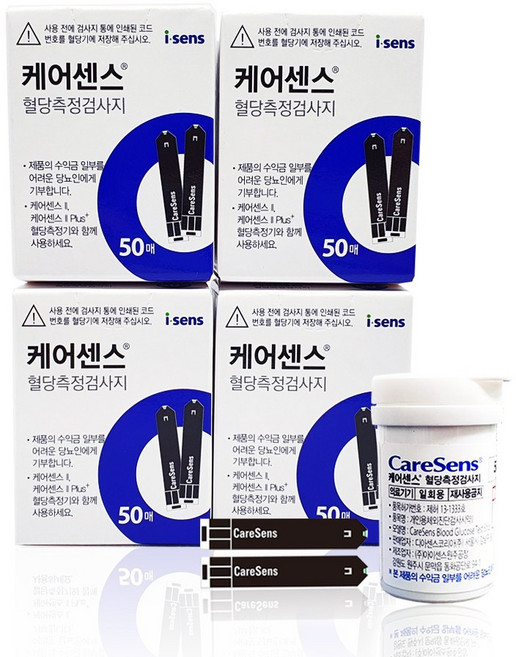 케어센스 2 플러스 혈당측정지 혈당시험지 혈당측정검사지 200매-2023년 3월, 4개, 50매입