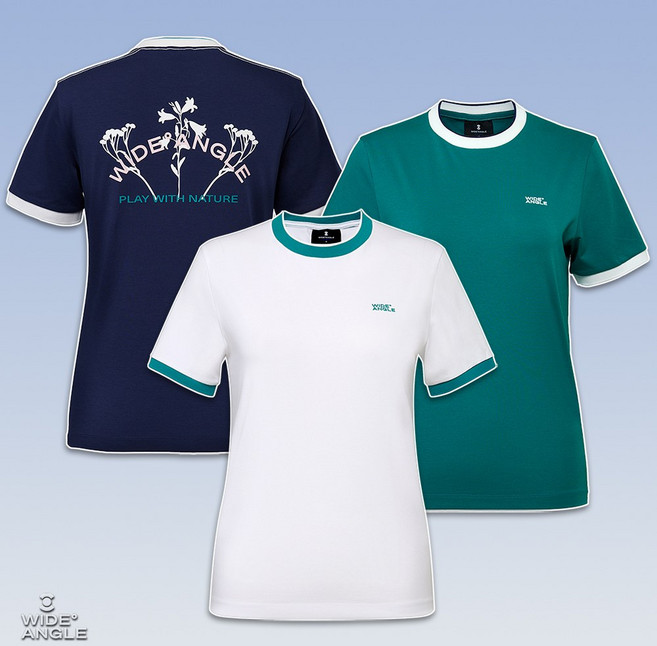 와이드앵글 여성 골프웨어 여자 골프 스판 반팔 프린트 링거 라운드 티셔츠 WWM25292