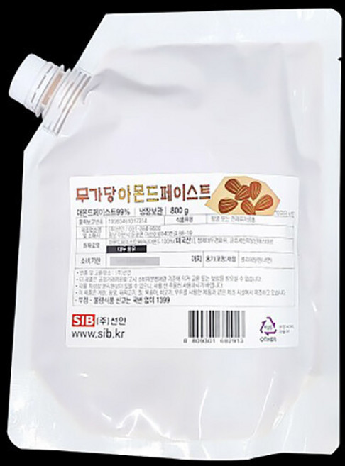 (아이스박스 무료) 냉장 선인 무가당 아몬드페이스트 800g, 1개