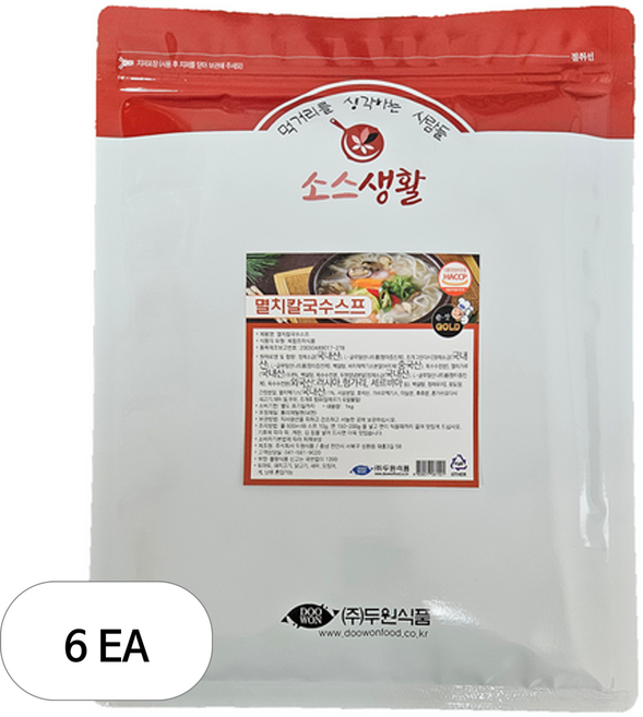 두원식품 멸치칼국수 스프, 1kg, 6개