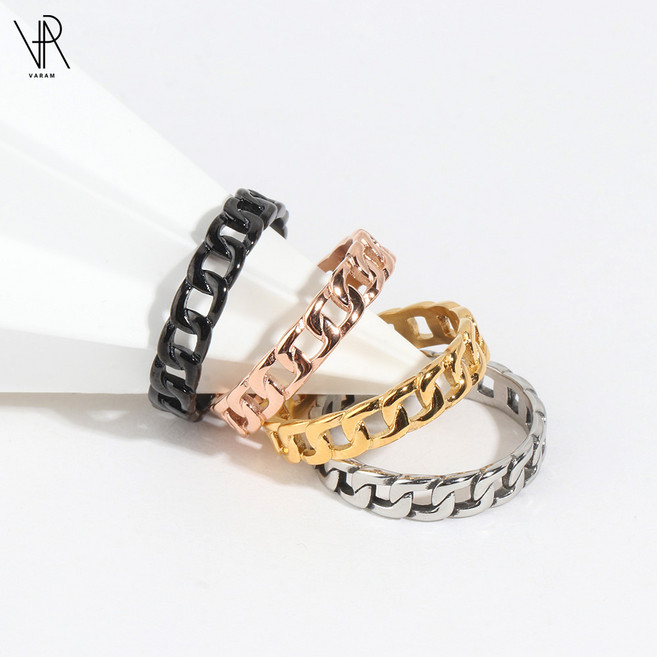 VARAM 써지컬316L스틸 4mm 체인 반지