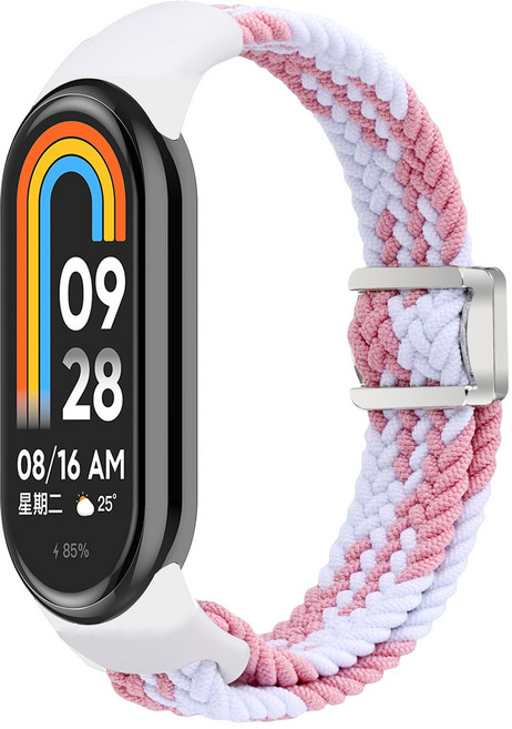 SujuNex 샤오미 미밴드 8/9/10 전용 우븐 스트랩 - Mi Band 8/9/10 Compatible Woven Strap, 11# 핑크에 흰색 섞임, 1개