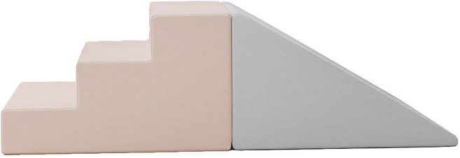 avec 아베크 아이플레이짐라이트 실내 향균 쿠션 유아 미끄럼틀 + 계단, 1세트, 소프트로즈계단+모던그레이미끄럼틀