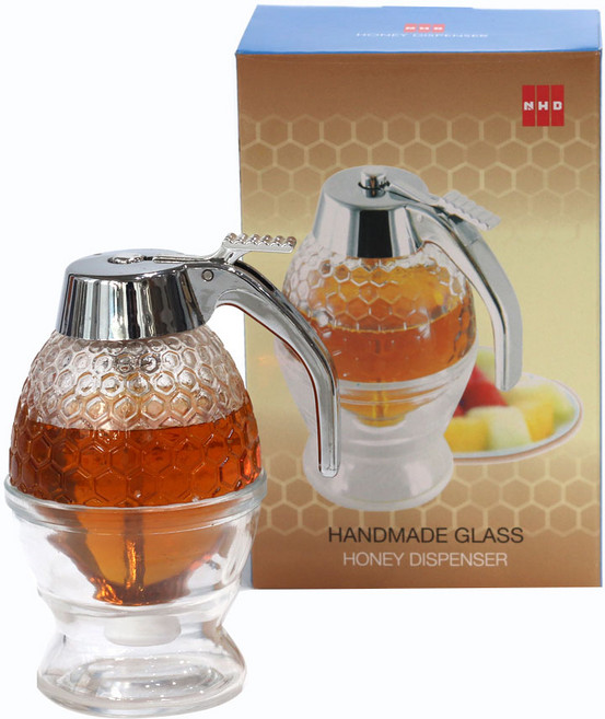 NHB 유리 허니디스펜서 꿀통 꿀보관 200ml, 1개