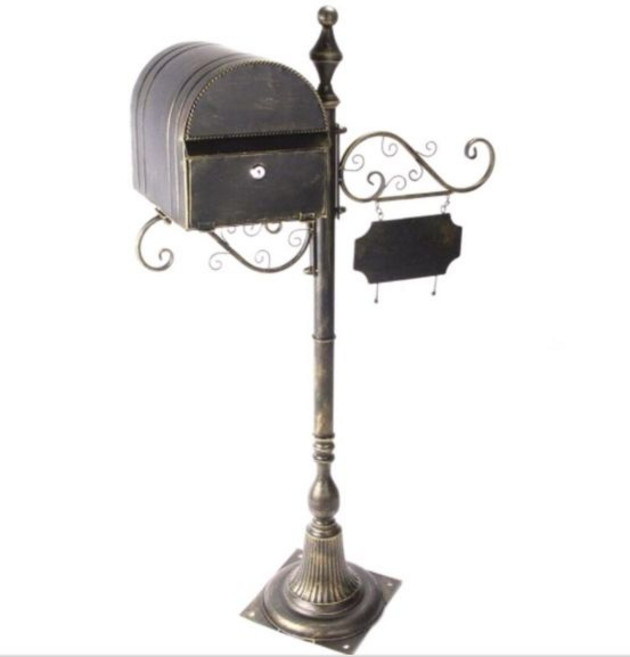 북유럽 정원 스탠드 우체통 블랙 가정용 예쁜 실외용 철제 전원주택우체통, 블랙 단일 박스