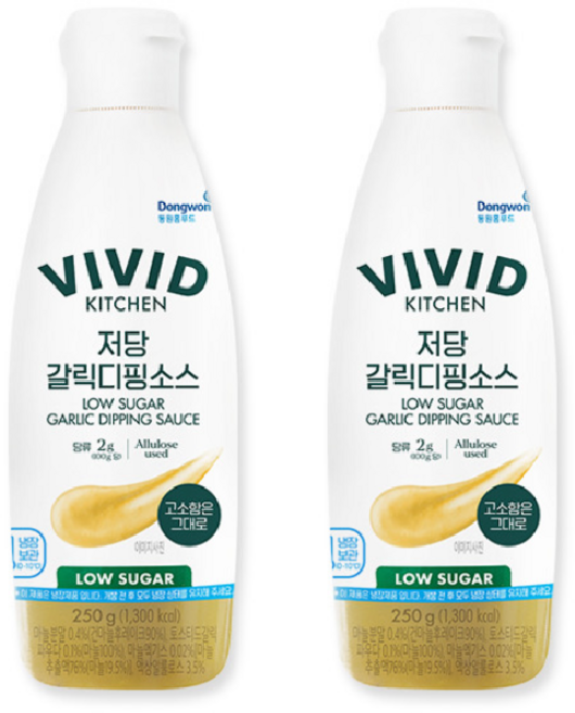 비비드키친 저당 갈릭디핑소스, 2개, 250g