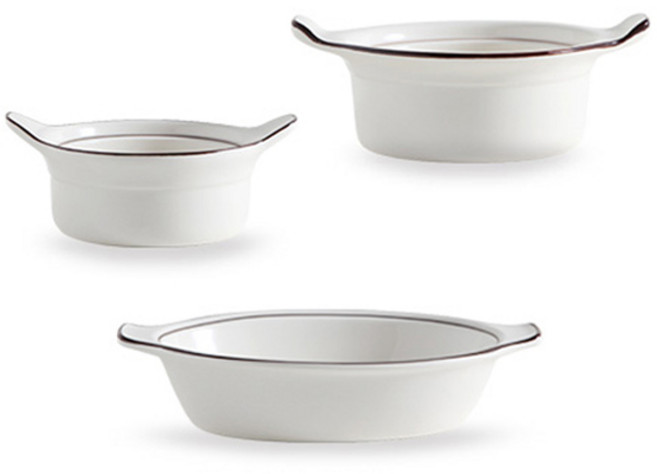 시라쿠스 뉴욕 킹스인 양손스프볼 손잡이 타원볼 16cm 20cm 25cm 그라탕 치즈볼 오븐그릇, 3개, 콜라 브라운