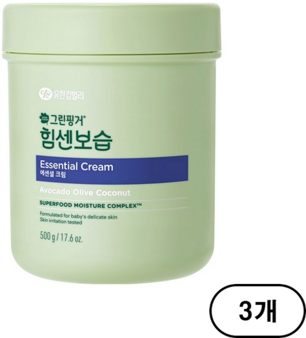 그린핑거 힘센보습 에센셜 유아 크림, 500g, 3개