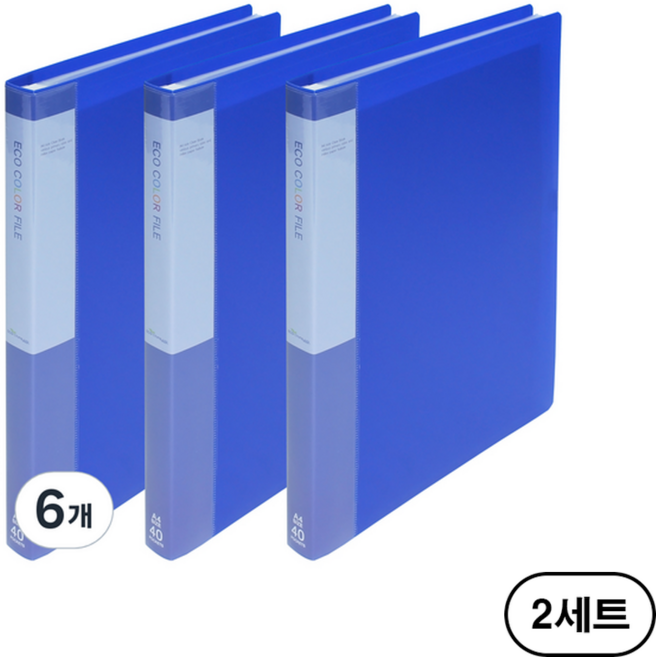 에코청운 PP 클리어화일 A4 40매, 블루(Blue), 12개