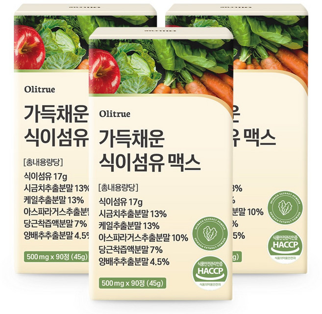 올리트루 가득채운 식이섬유 정 17g, 3개, 90정