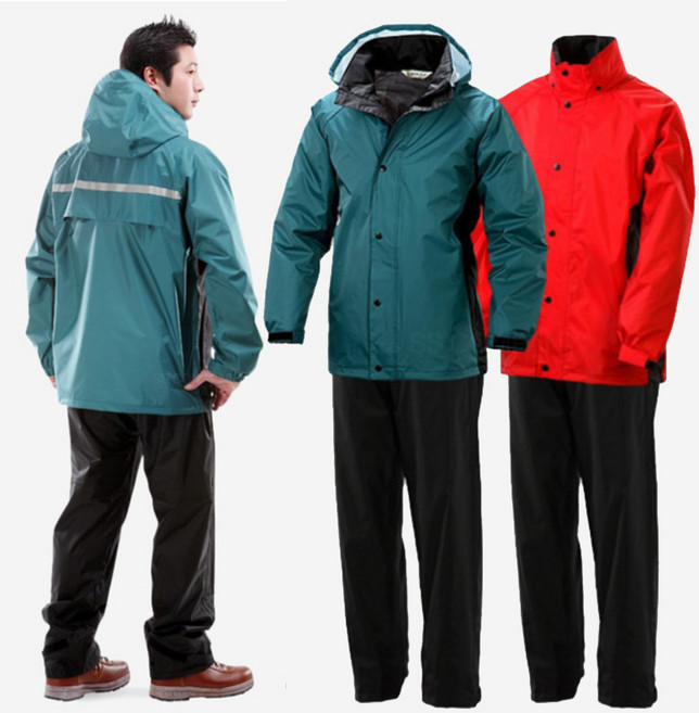 제비표 si 950 고급형우의 오토바이 우비작업복 레저스포츠 반사띠, 레드 세트