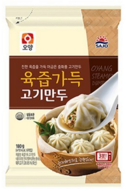 [정연푸드] 사조오양 육즙가득 고기만두 (PC방 간식 야식 전자레인지 간편조리), 180g, 30개