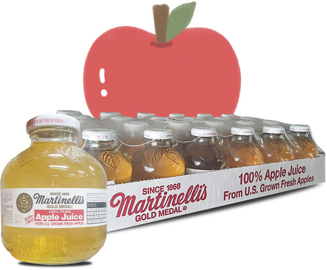 마르티넬리 골드메달 애플주스 296ml24병 코스트코 사과주스 골든메달 마티넬리 [원산지:미국], 296ml
