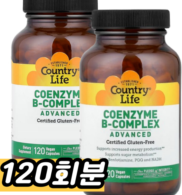 컨트리라이프 코엔자임 B-컴플렉스 어드밴스드 베지테리안 캡슐, 1개, 120회분