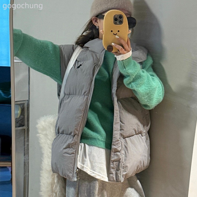 立領羽絨棉服馬甲外套 女秋冬季韓版加厚保暖寬鬆坎肩背心