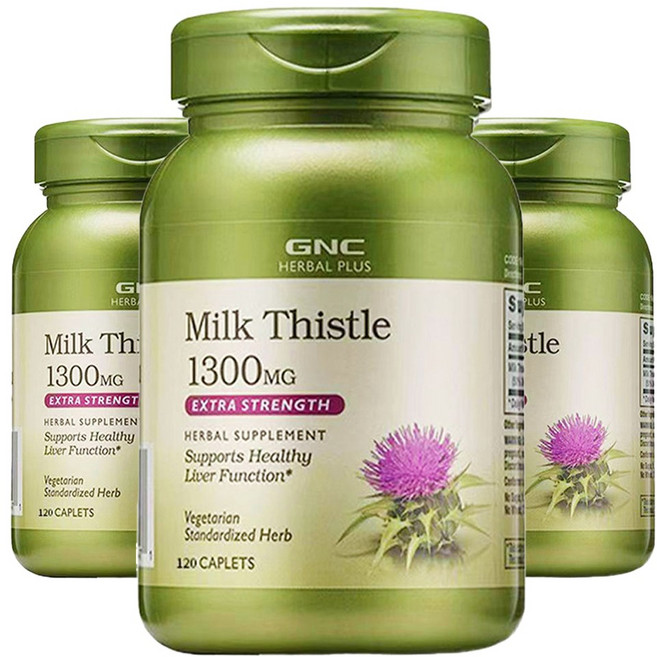 GNCHERBALPLUS 밀크 시슬 1300mg 캐플릿, 120정, 3개