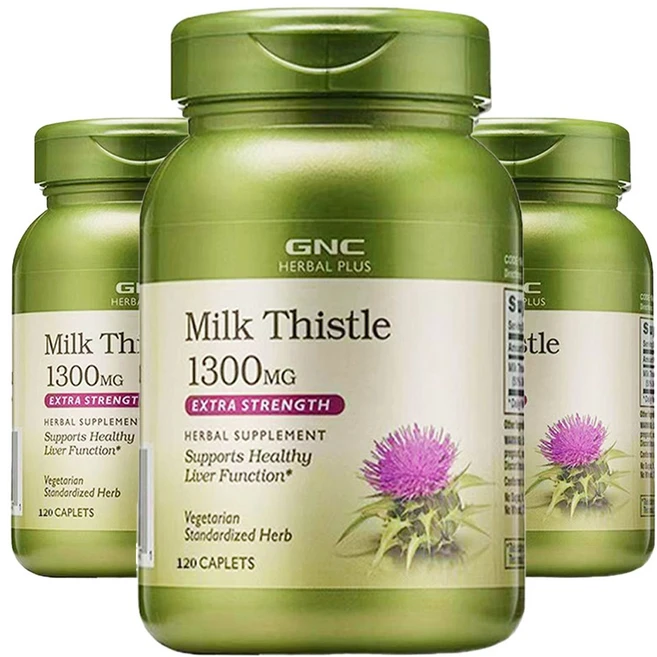 GNCHERBALPLUS 밀크 시슬 1300mg 캐플릿, 120정, 3개 - 쿠팡