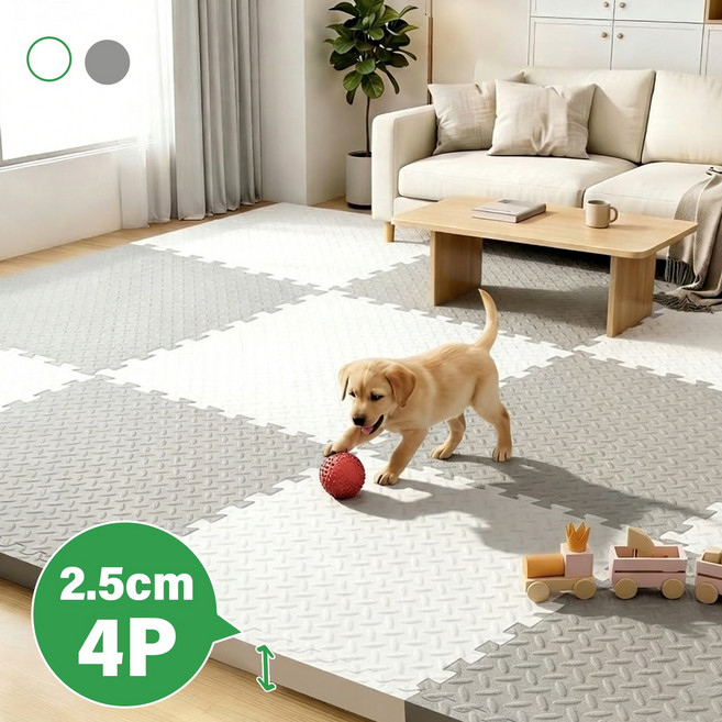 Kemei 대형 조립식 퍼즐매트 강아지 미끄럼방지 매트 양면 거실 바닥 충격방지, 4개, 화이트
