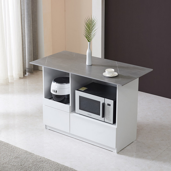 가온리빙 올리앤 1200 아일랜드 식탁 겸 렌지대 홈바/아일랜드식탁, 서랍형화이트+그레이세라믹
