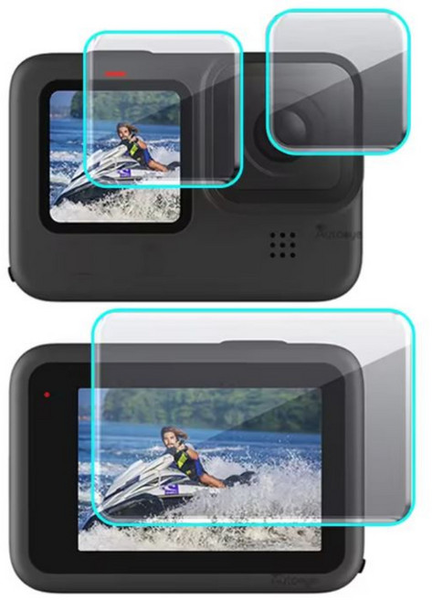 고프로 12/11/10/9 호환 방탄 강화유리 액정 필름 전면 후면 렌즈 보호 케이스나라, 1개