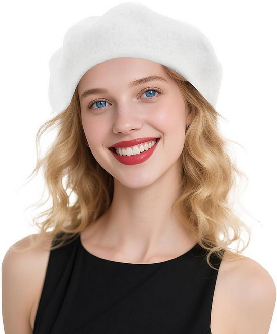 CKYPTFK 여성용 베레모 모자 홀리데이 울 프렌치 스타일-블랙/레드 교회 모자 클루 리스 의상 및 남성용 베레모 올리브 그린. 라지