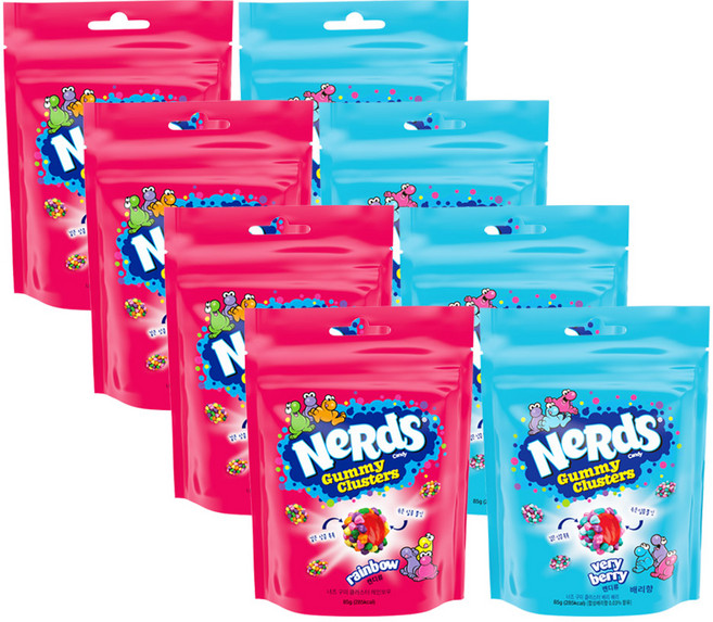 매일 너즈 구미 클러스터 레인보우 85g 4개 + 너즈 구미 클러스터 베리배리 85g x 4개, 8개