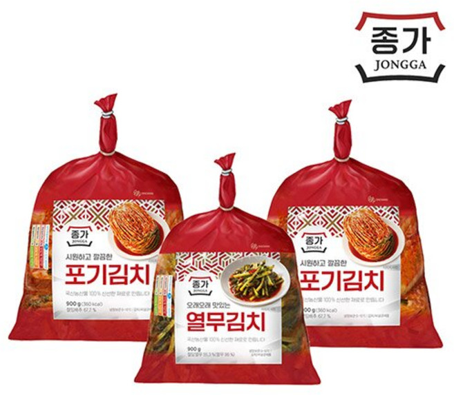 종가 포기김치 900g*2 + 열무김치 900g, 2.7kg, 1세트
