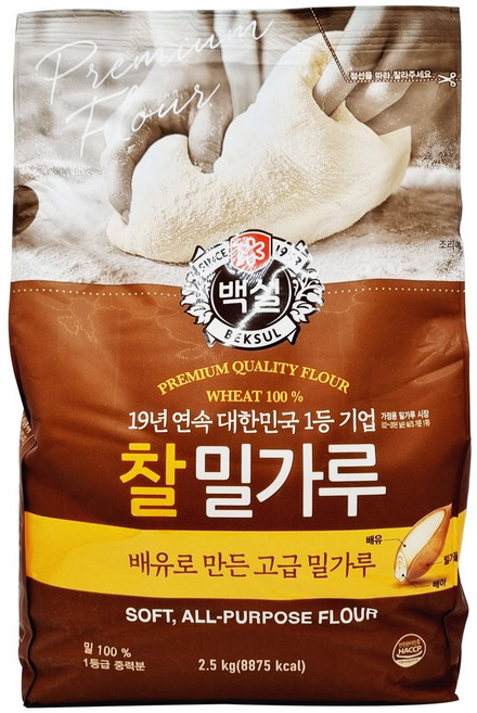 백설 찰밀가루, 2.5kg, 6개