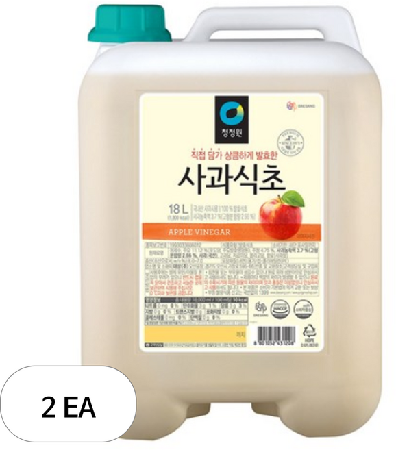 청정원 사과식초, 18L, 2개