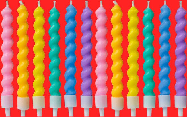 귀여운 알록달록 뚱뚱 꽈배기 생일 초 무지개 파스텔 색깔초 인싸생일초 12개, 20g