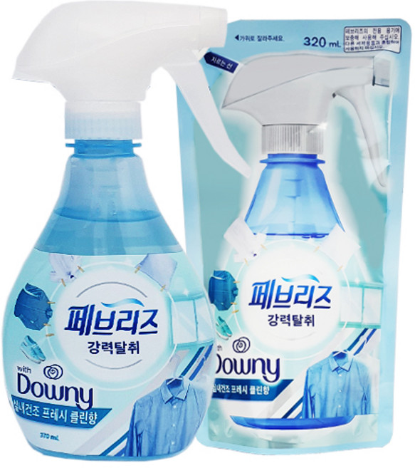 페브리즈 실내건조 프레시클린 용기 370ml + 리필 320ml 섬유탈취제냄새제거, 단품